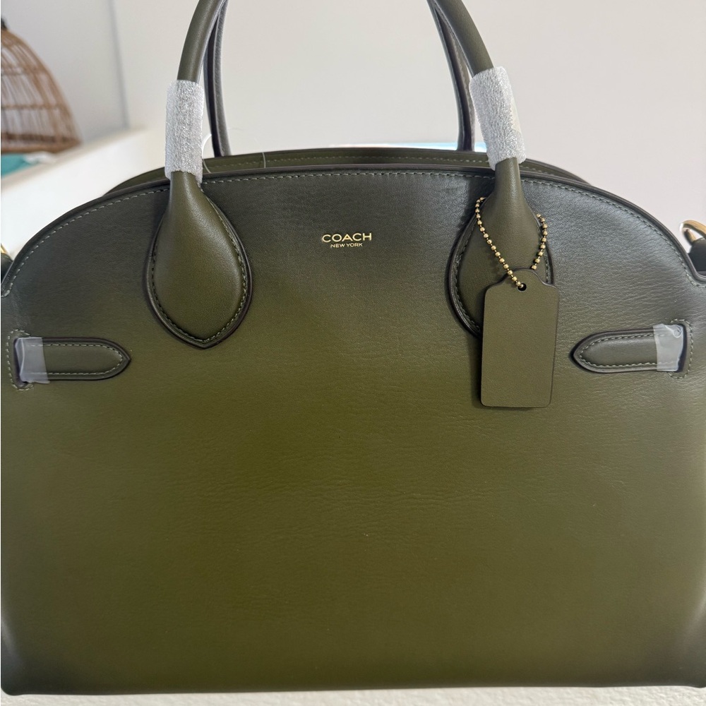 Coach Dark Green Leather Satchel